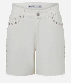 Short Midi em Sarja com Aplicação de Tachas