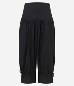 Calça Bloomer Alfaiatada com Pala e Amarração na Barra