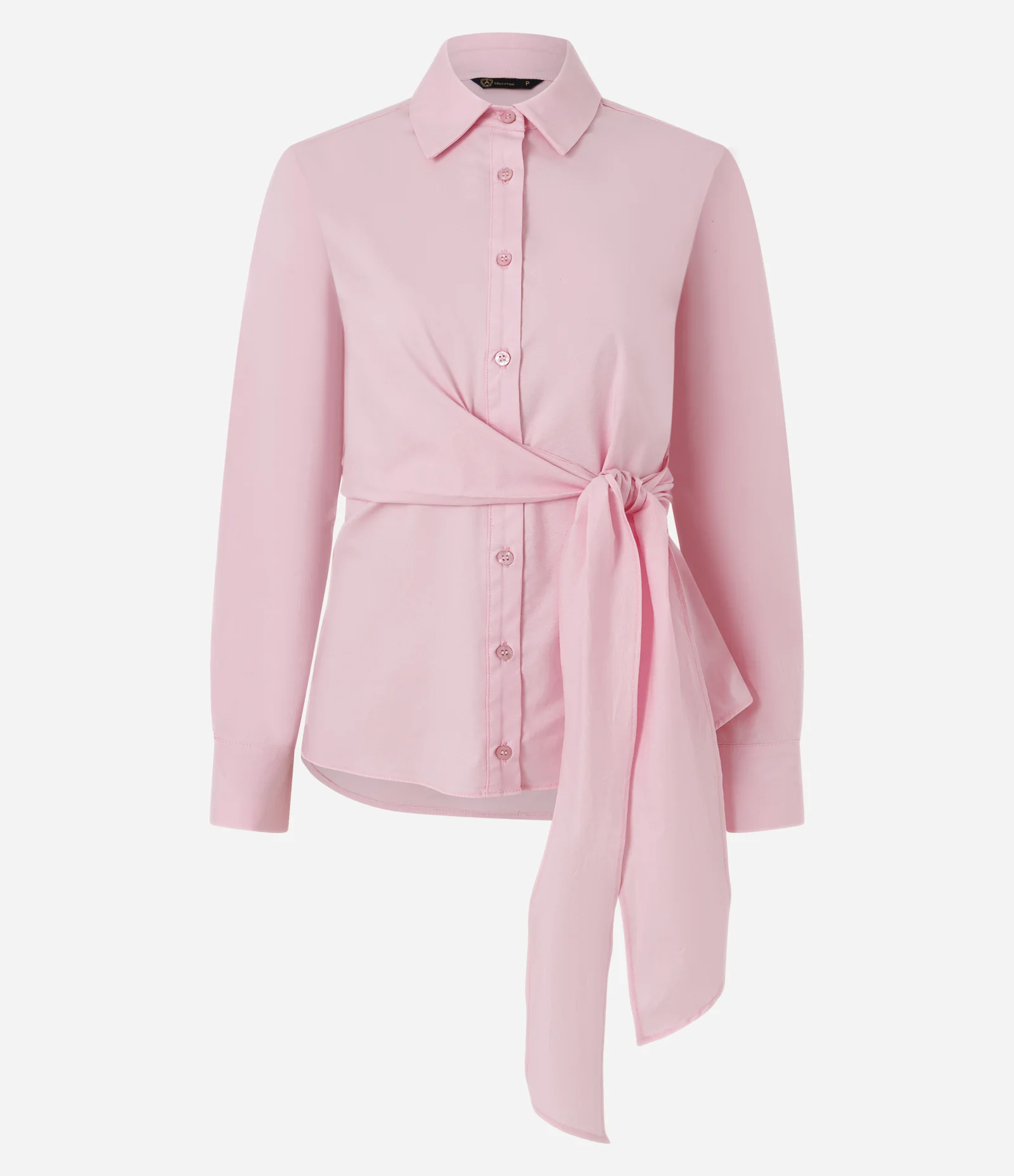 Camisa em Tricoline com Amarração na Cintura Rosa 7