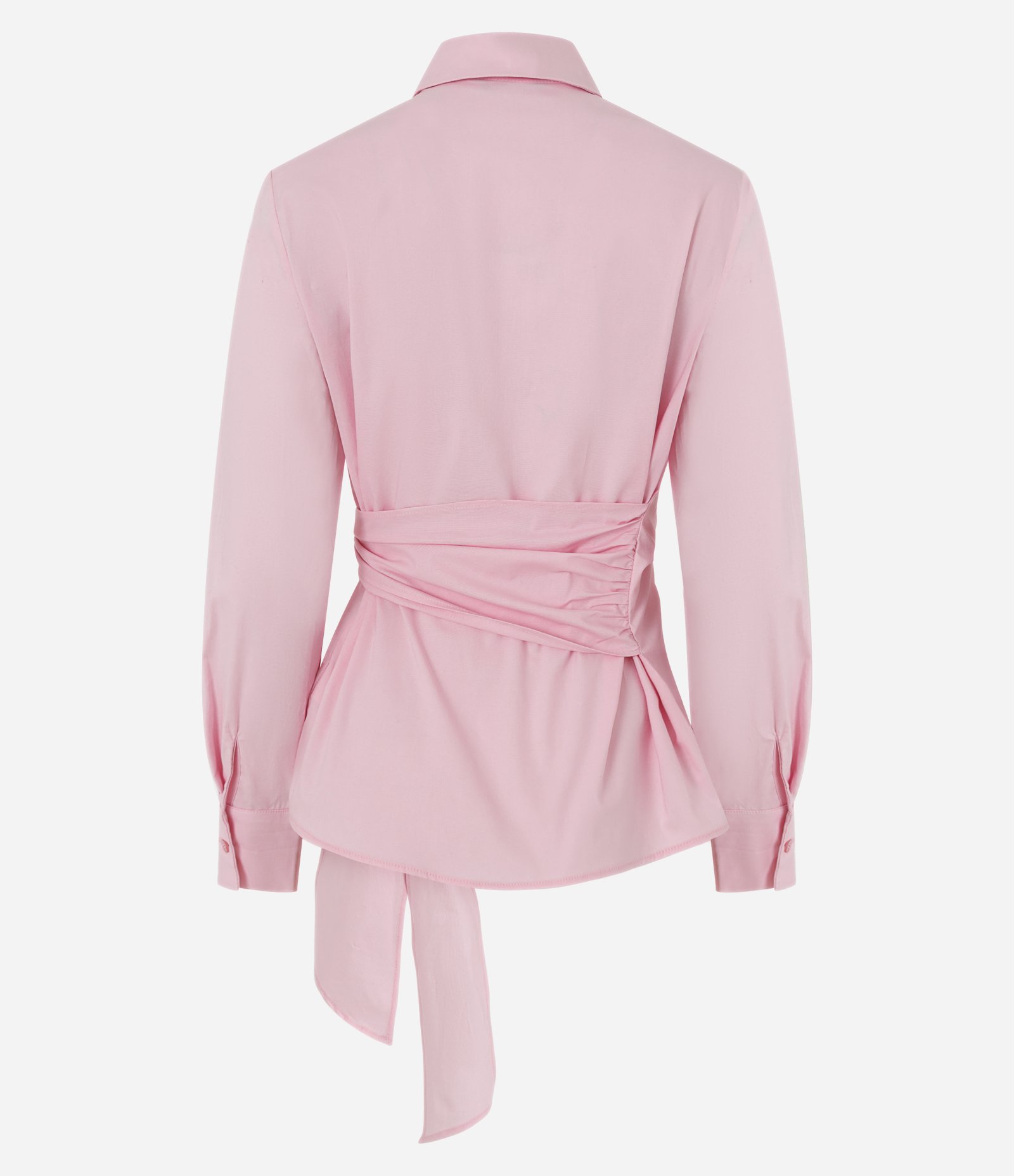 Camisa em Tricoline com Amarração na Cintura Rosa 8