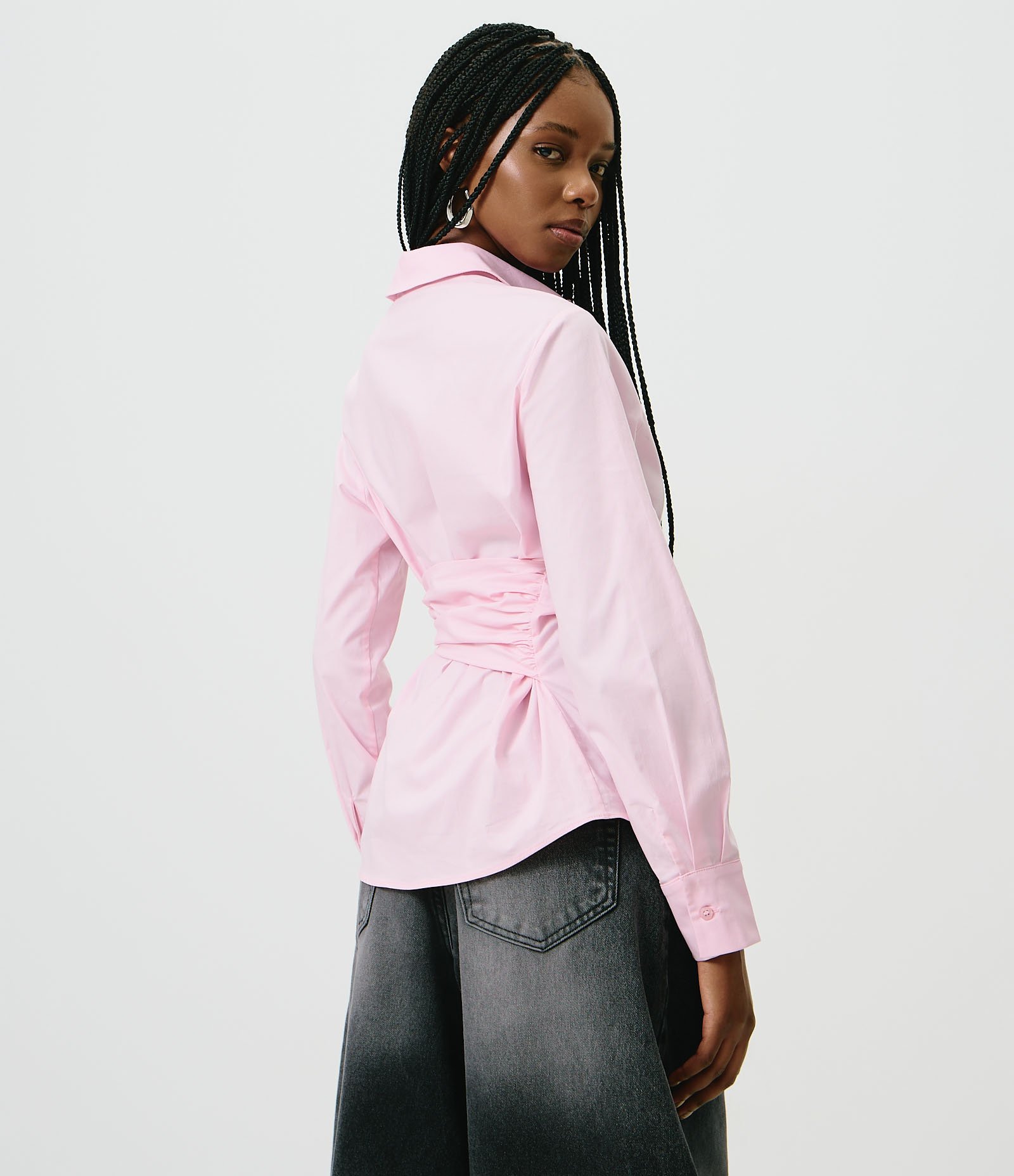 Camisa em Tricoline com Amarração na Cintura Rosa 6