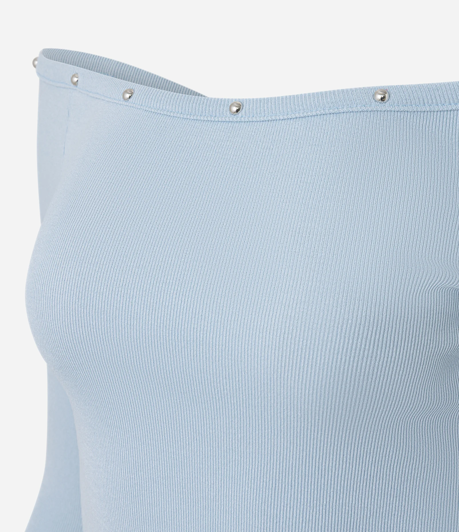 Blusa em Viscose com Decote Ombro a Ombro e Pedrinhas no Decote Azul 7