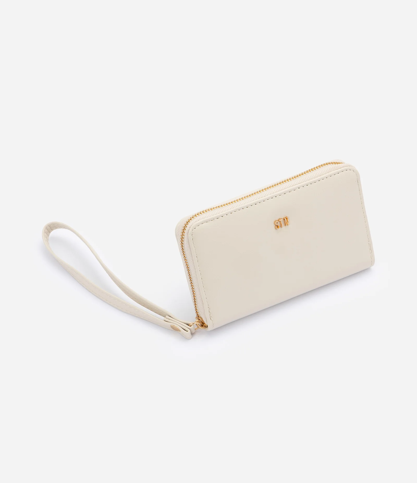 Carteira Pequena em PU com Alça de Mão Off White 1