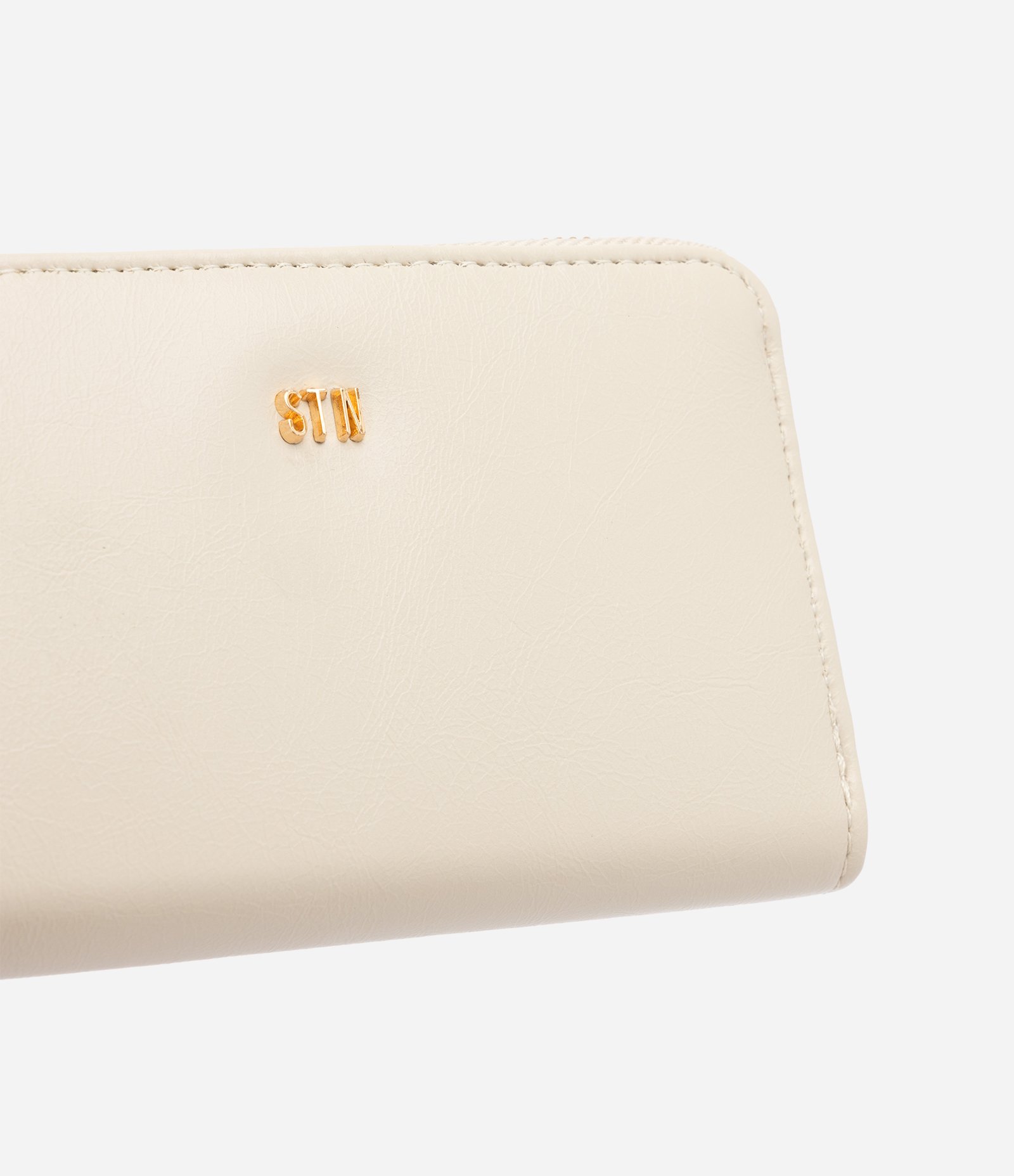 Carteira Pequena em PU com Alça de Mão Off White 4