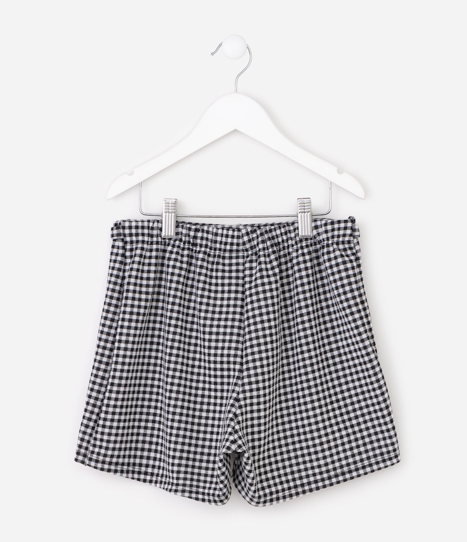 Short Saia Infantil em Jacquard Pied Poule Transpassado - Tam 5 a 16 Anos Preto 2