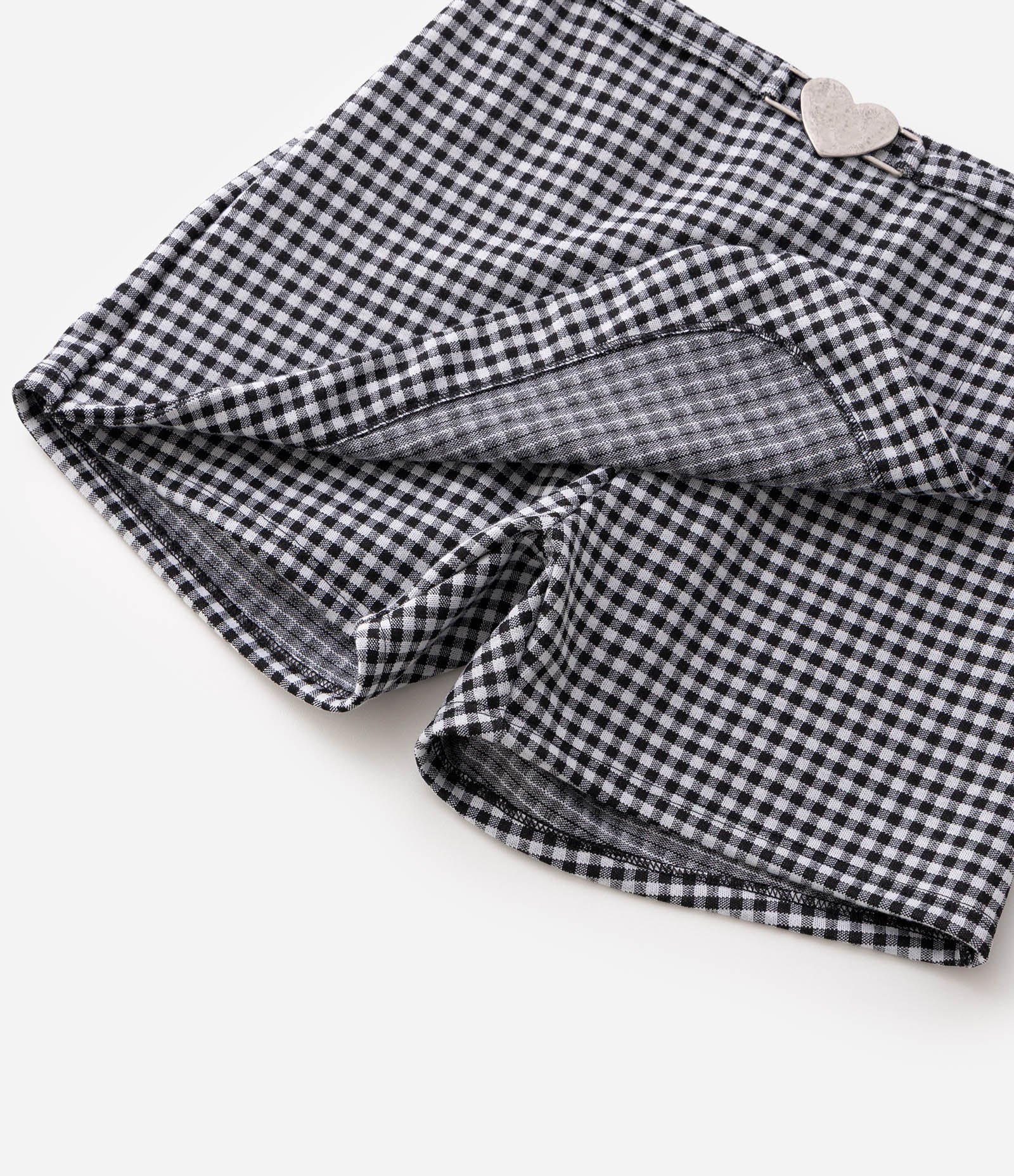 Short Saia Infantil em Jacquard Pied Poule Transpassado - Tam 5 a 16 Anos Preto 4