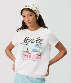 Camiseta com Estampa Mare Alta e Aplicação de Paetês no Lettering