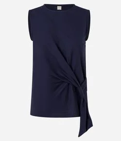 Blusa em Piquet com Transpasse e Faixa Lateral