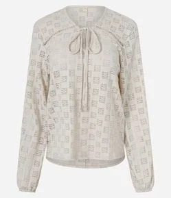 Blusa Bata em Renda com Amarração Frontal