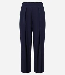 Calça Barrel com Pregas Frontais e Cós Elástico