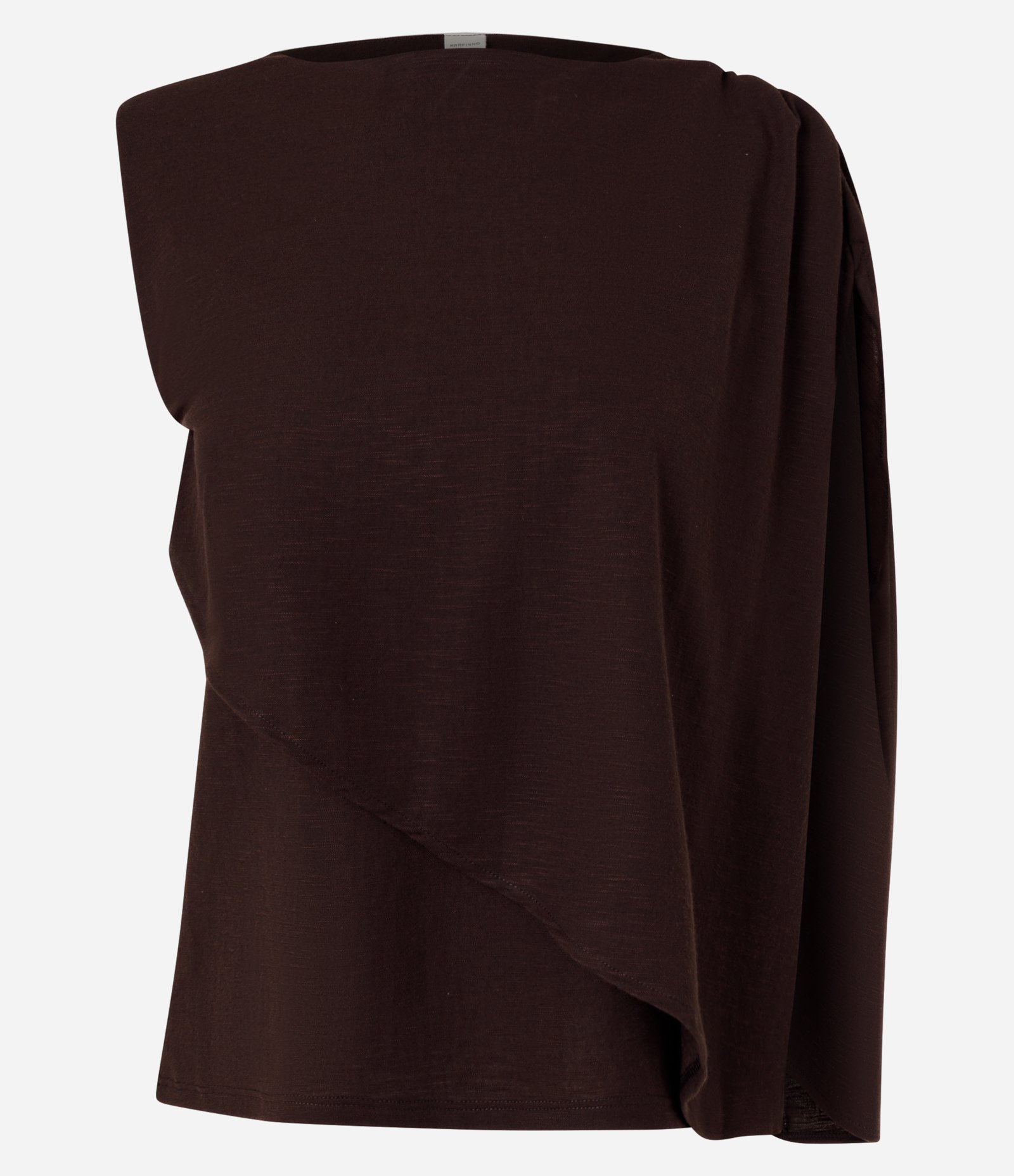 Blusa em Malha Piquet com Sobreposição Assimétrica Marrom 5