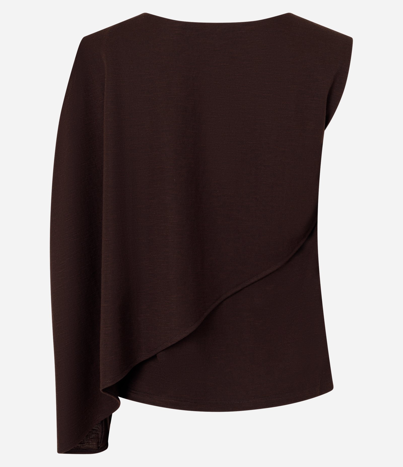 Blusa em Malha Piquet com Sobreposição Assimétrica Marrom 6