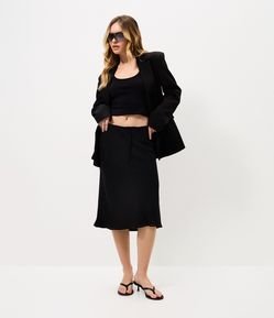 Saia Midi em Chiffon com Amarração na Cintura