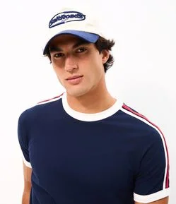Camiseta Regular em Algodão com Listras nos Ombros