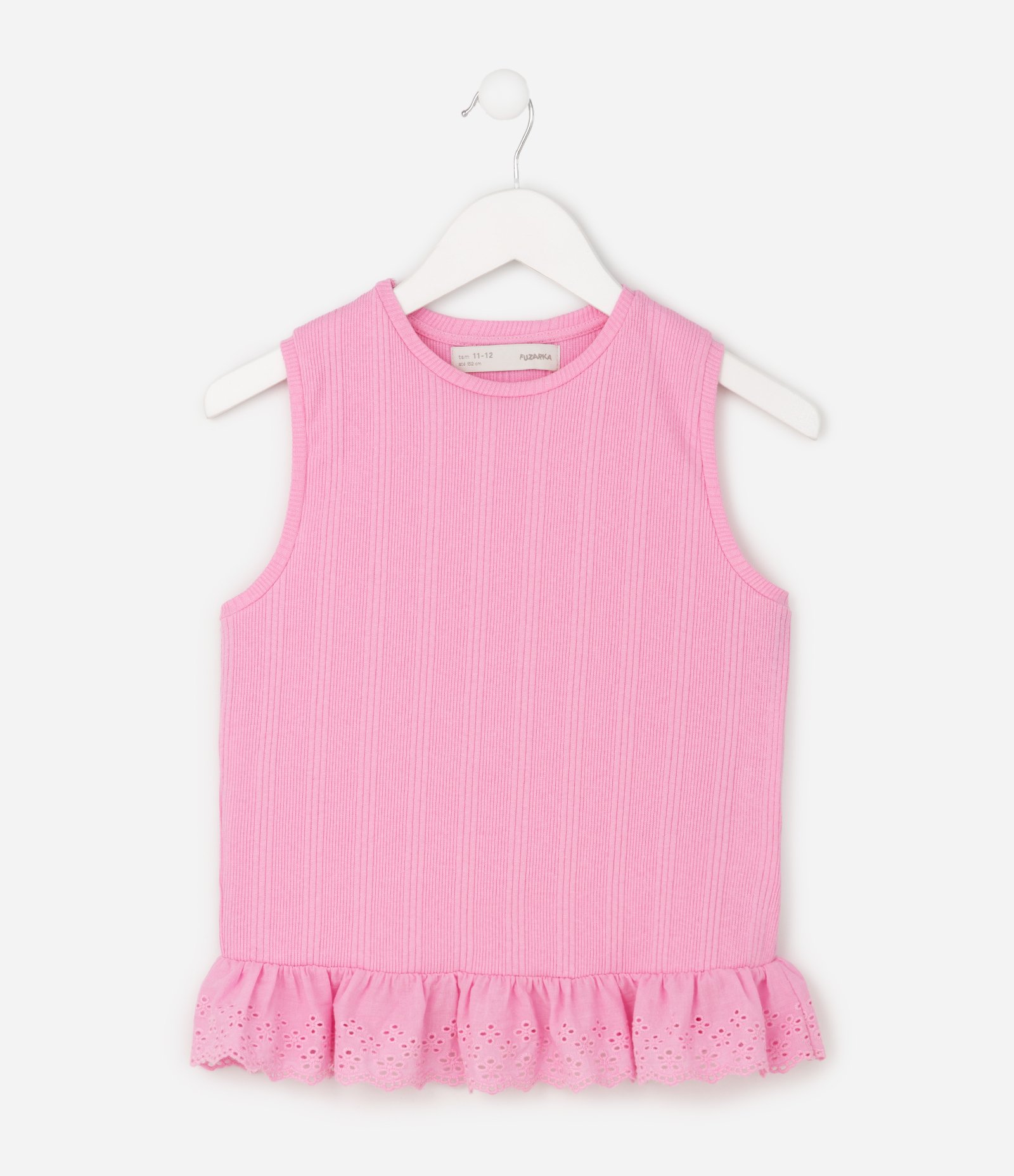 Blusa Infantil Em Algodão Texturizada com Babado - Tam 5 a 16 Anos Rosa 4