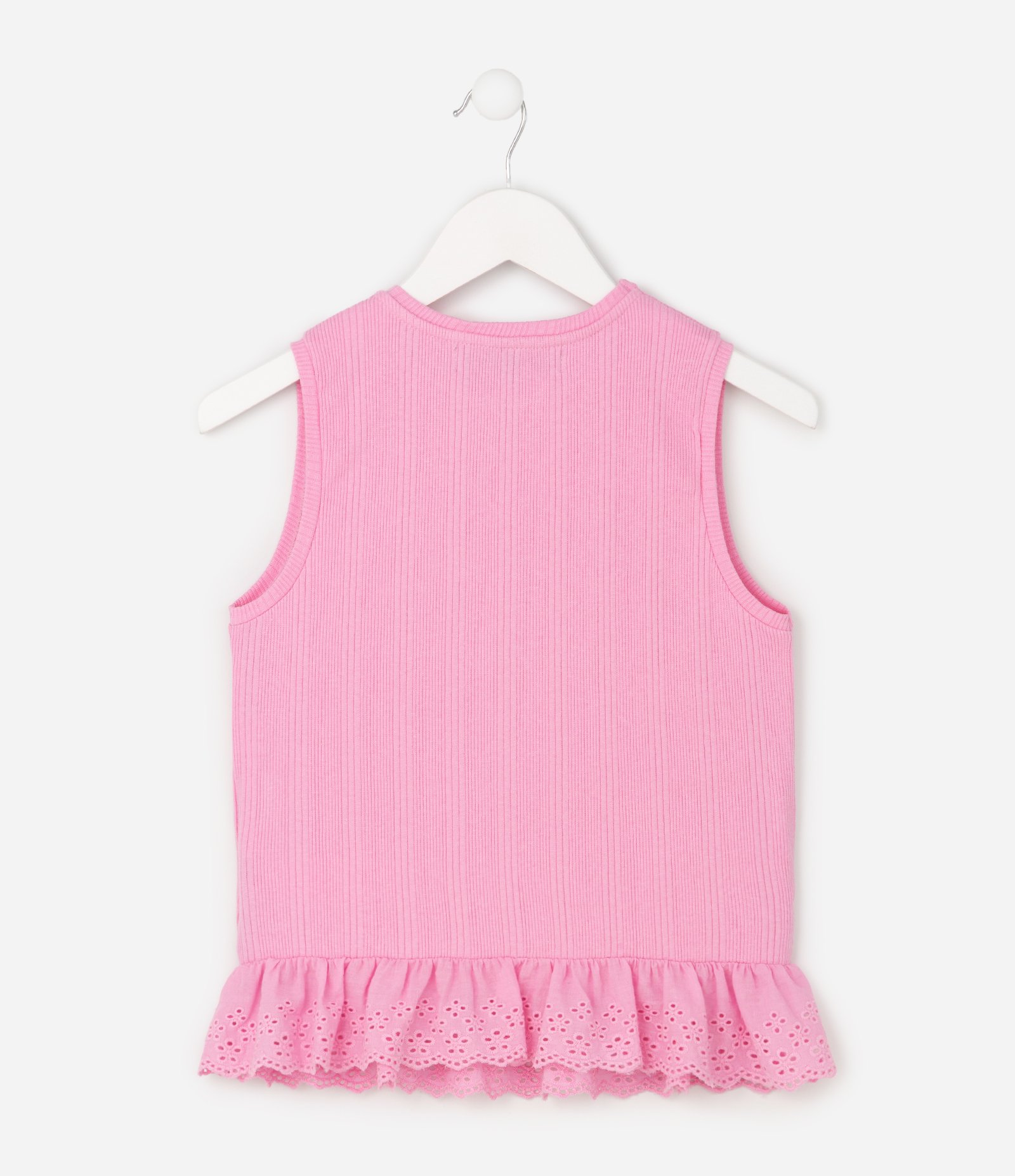 Blusa Infantil Em Algodão Texturizada com Babado - Tam 5 a 16 Anos Rosa 5