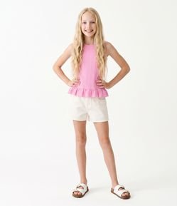 Blusa Infantil Em Algodão Texturizada com Babado - Tam 5 a 16 Anos