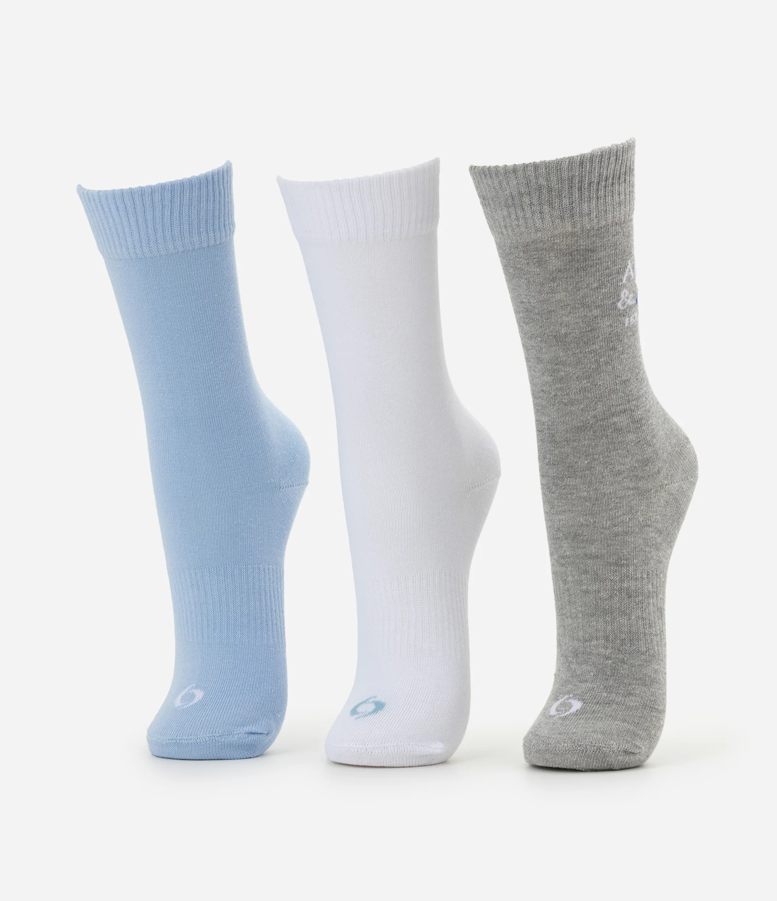 Kit 03 Meias Cano Alto Esportivas em Algodão Azul/Cinza/Branco 1