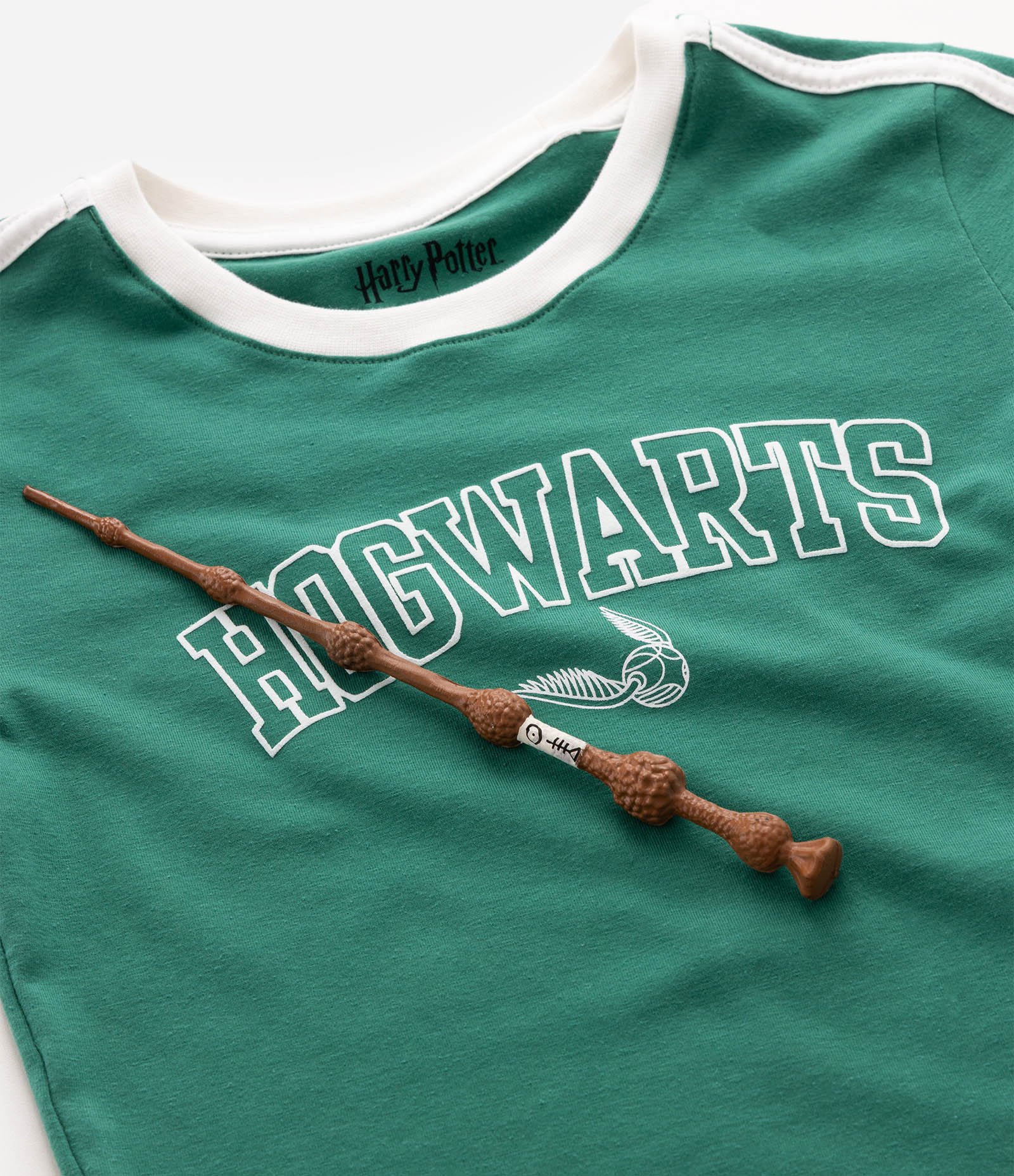 Camiseta Infantil Em Algodão Harry Potter Acompanha Varinha  - Tam 1 a 16 Anos Verde 5