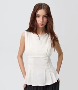 Blusa Peplum em Malha Tricô com Drapeados e Alças Largas