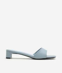 Sandália Mule em PU com Salto Kitten Heel