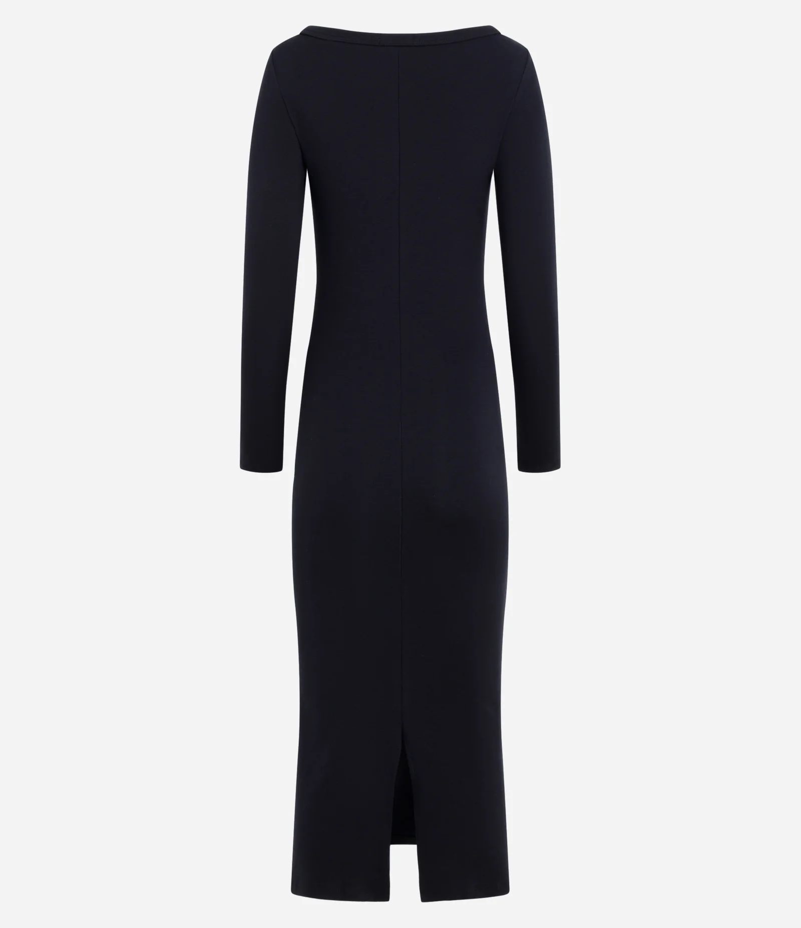 Vestido Midi em Ribana com Decote Canoa e Fenda Traseira Preto 2