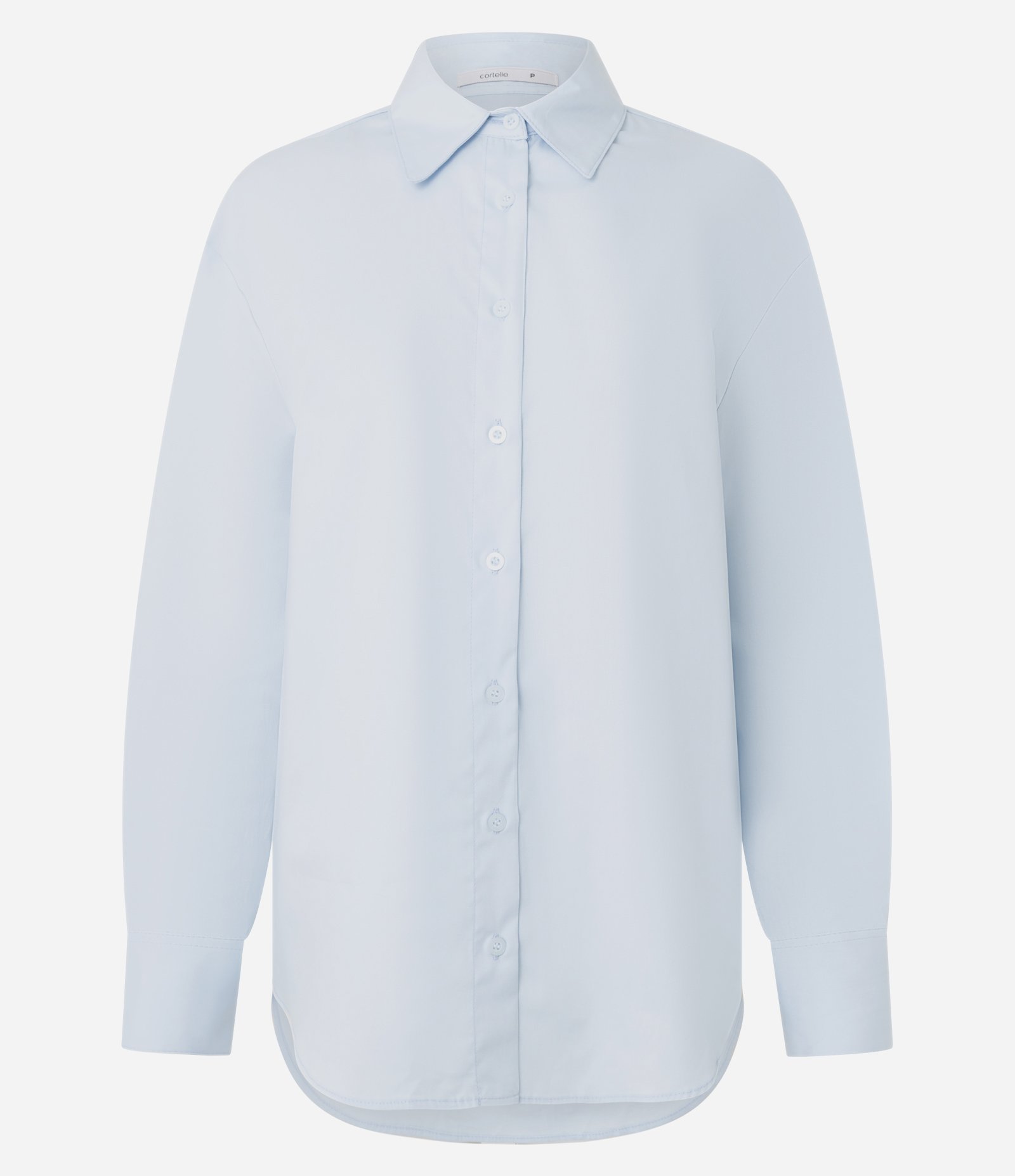Camisa Comfort em Tricoline com Prega nas Costas Azul 5