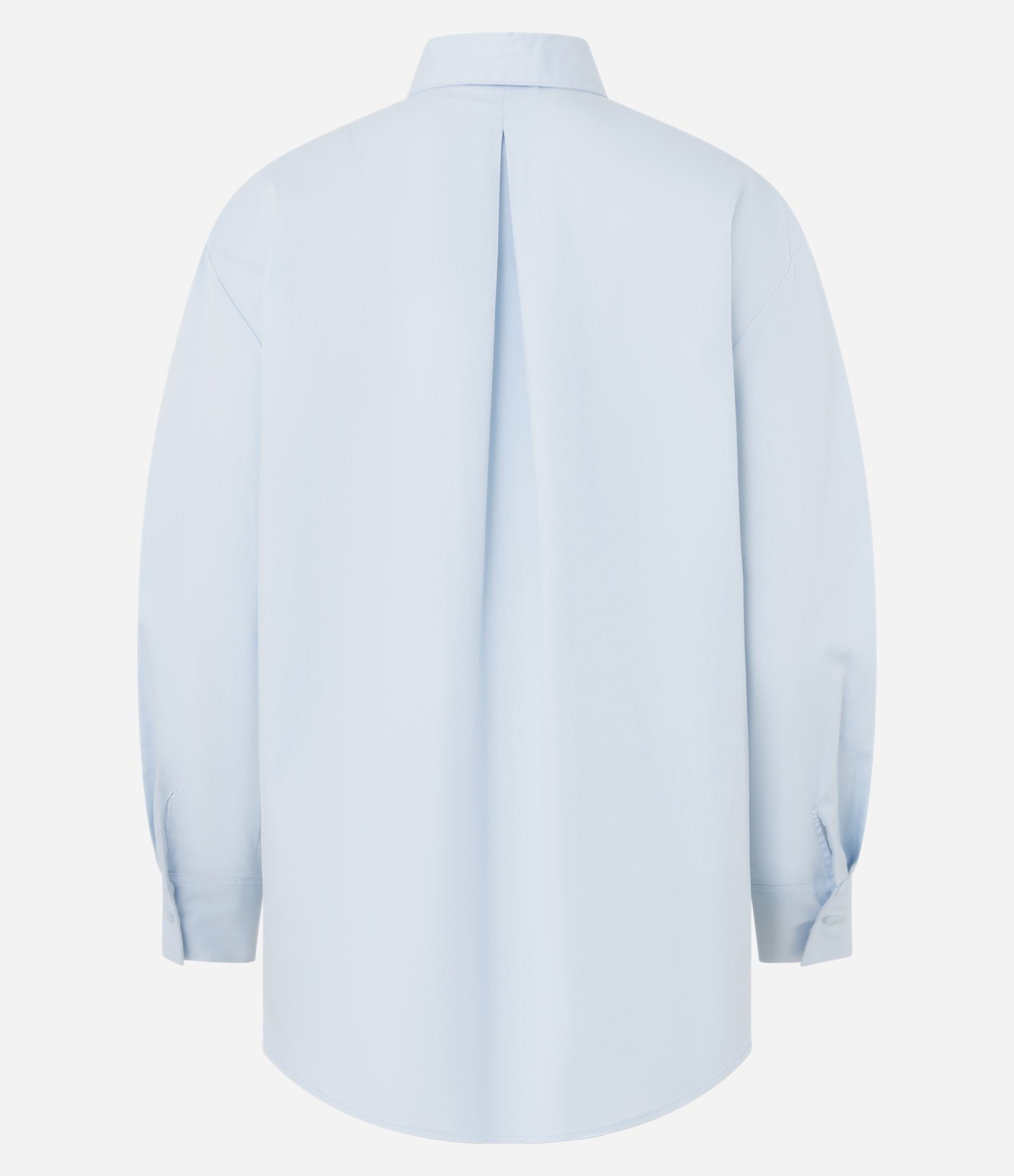Camisa Comfort em Tricoline com Prega nas Costas Azul 6
