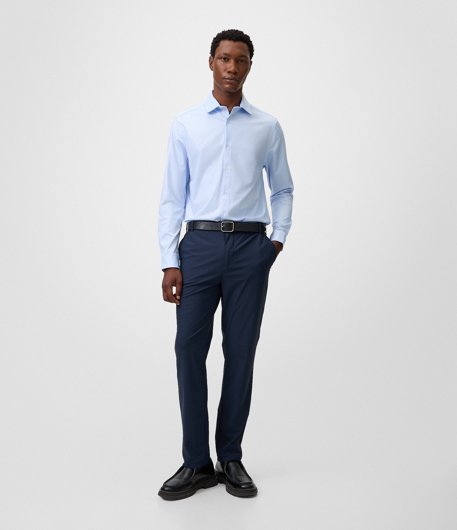 Calça Slim em Poliamida Tech com Elástico Lateral Azul 1