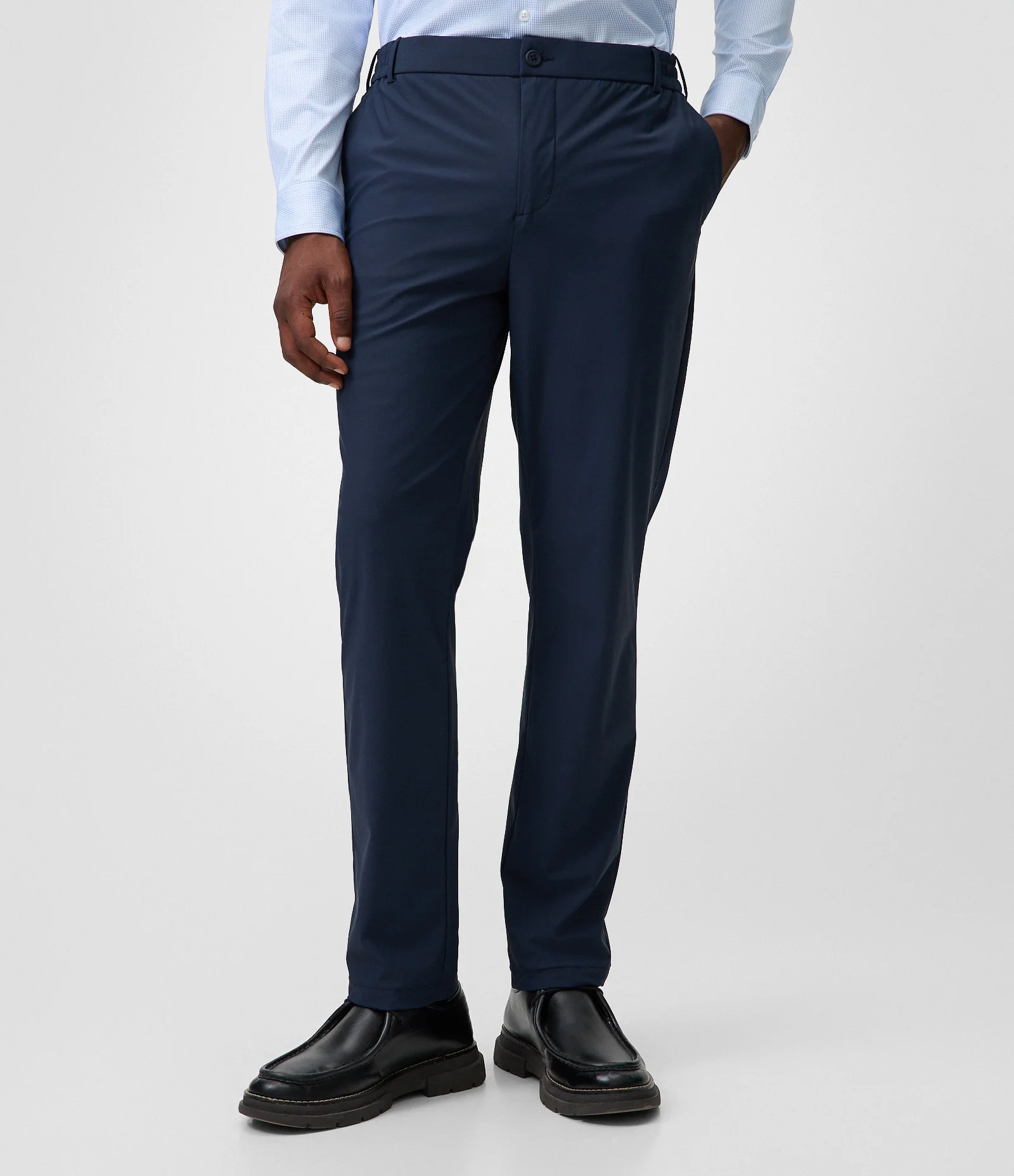 Calça Slim em Poliamida Tech com Elástico Lateral Azul 2