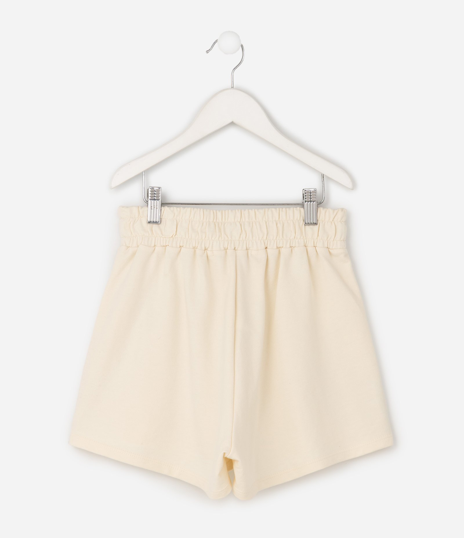 Short Infantil Em Algodão Paetê Corações - Tam 5 a 16 Anos Bege 3