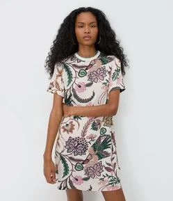Vestido T-Shirt em Moletinho com Estampa Tuti Fruti