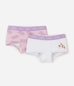Kit 2 Peças de Calcinha Boxer em Algodão das Guerreiras Do K-pop - Tam 5 a 14 Anos