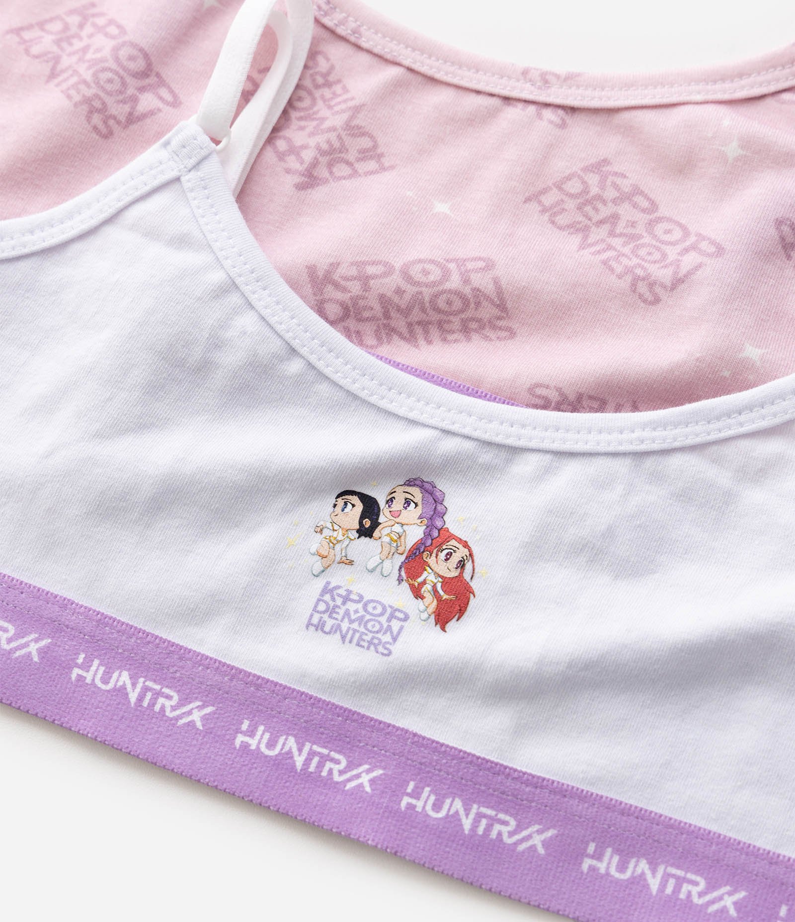 Kit 2 Sutiã infantil Em Algodão Sem Bojo Guerreiras do k-Pop - Tam 9 a 14 Anos Multicores 4