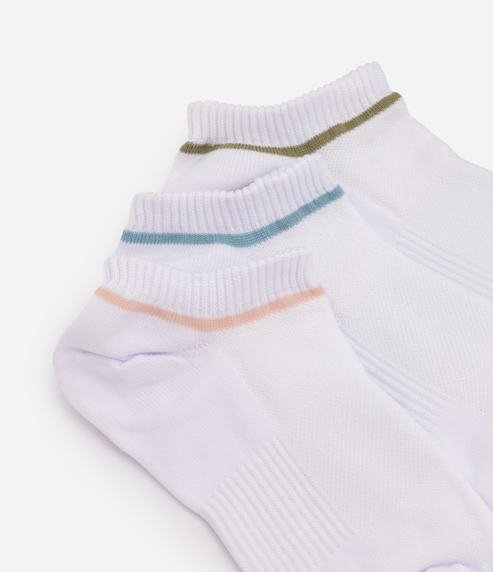 Kit 03 Meias Invisíveis Esportivas em Poliamida com Listras Branco 4