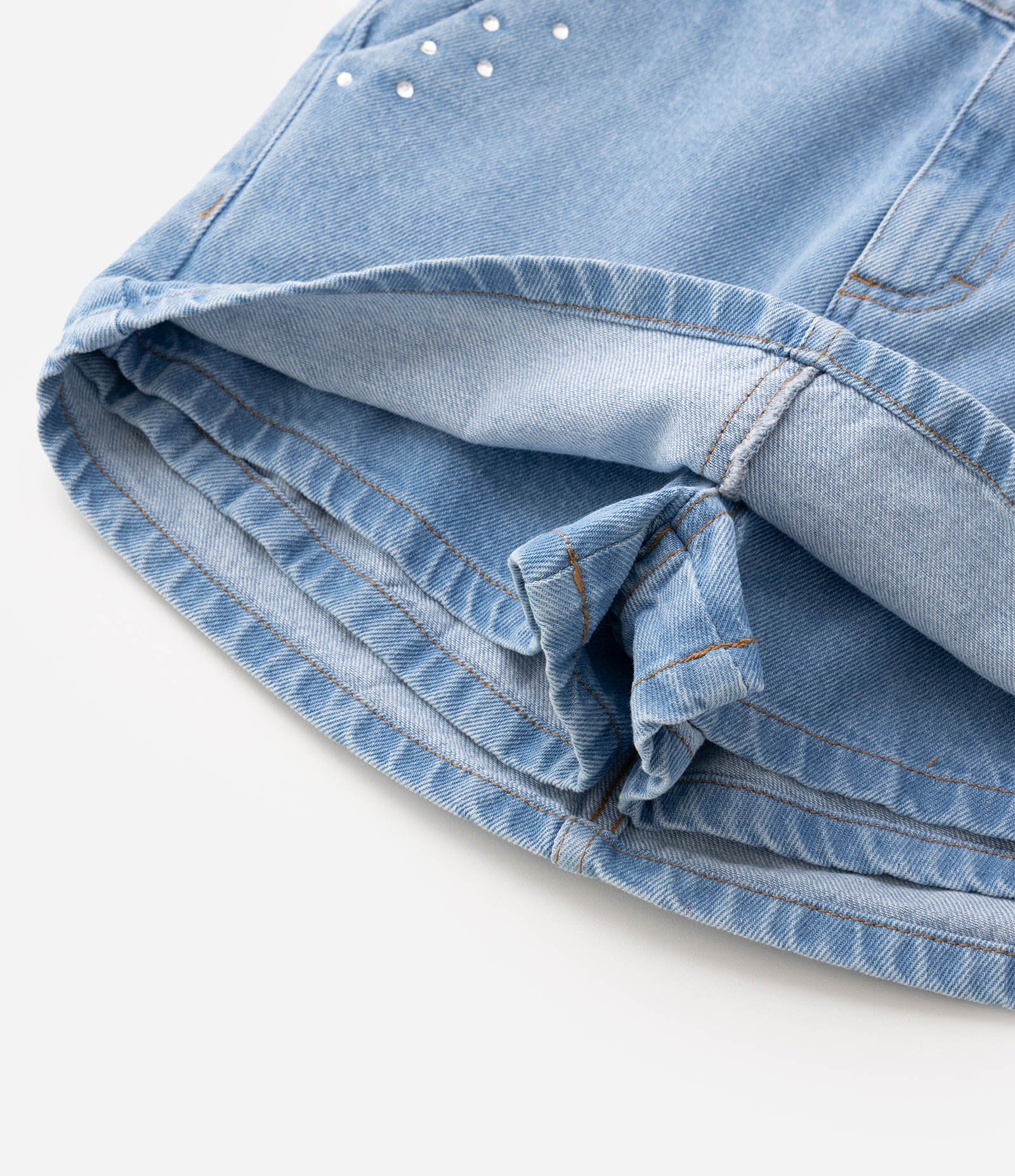 Short Saia Infantil Em Algodão Fuzarka com Aplicação de Termocolantes - Tam 5 a 16 Anos Azul 4