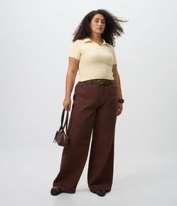Calça Wide Leg em Sarja Curve & Plus Size