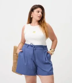 Short Alfaiatado em Viscolinho com Cinto Encapado Curve & Plus Size