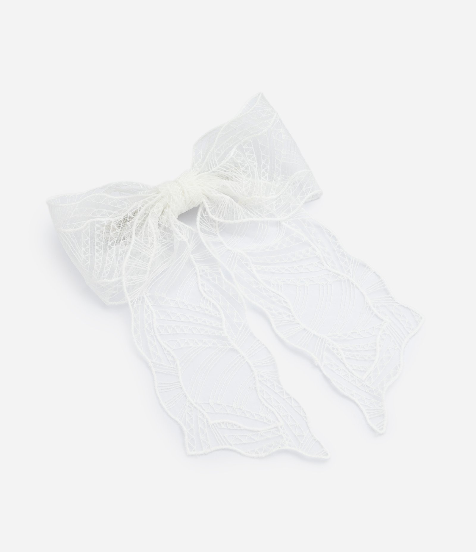 Presilha de Cabelo com Laço em Renda Branco 1