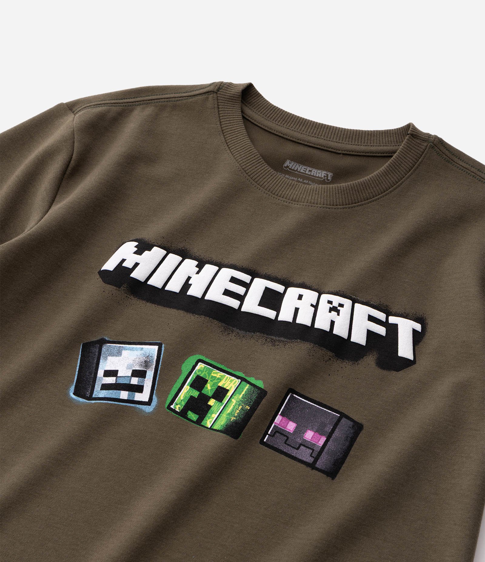 Camiseta Infantil Em Algodão Minecraft com Carimbos dos Personagens Tam 5 a 14 Anos Cinza 3