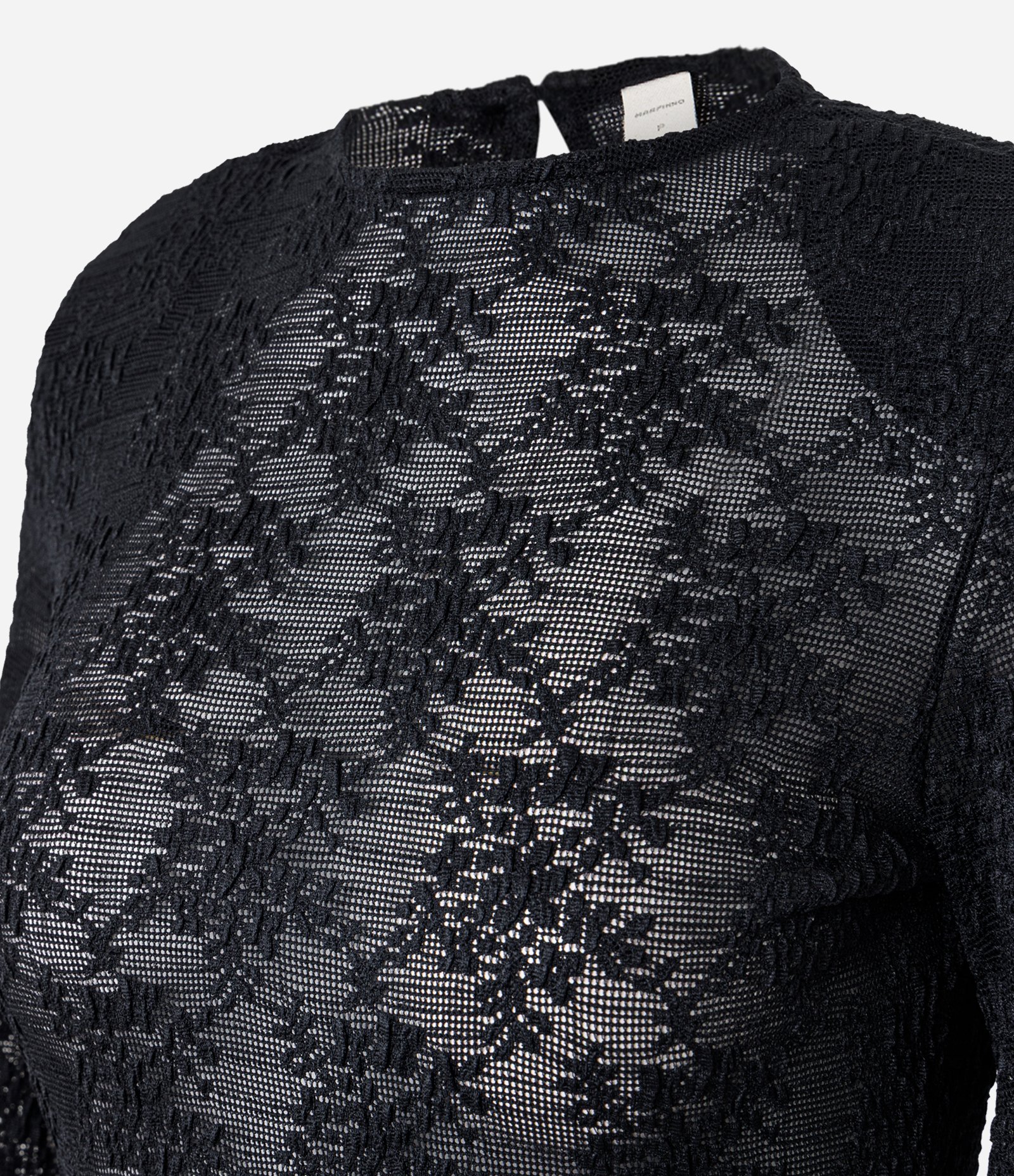 Blusa em Renda Floral com Transparência e Manga Flare Preto 7