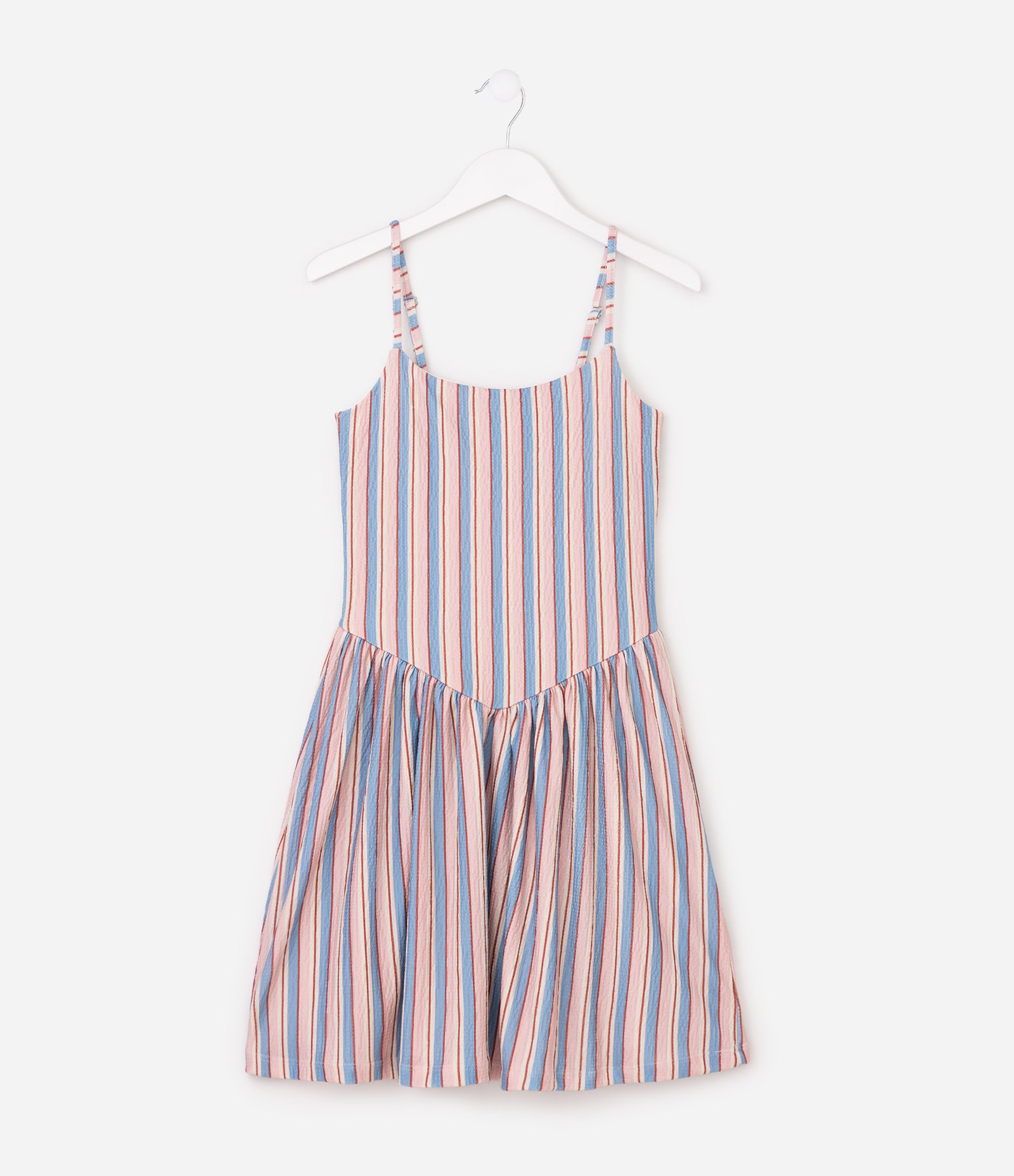 Vestido Infantil Fuzarka Texturizado com Estampa Listrada - Tam 5 a 16 Anos Marrom 1
