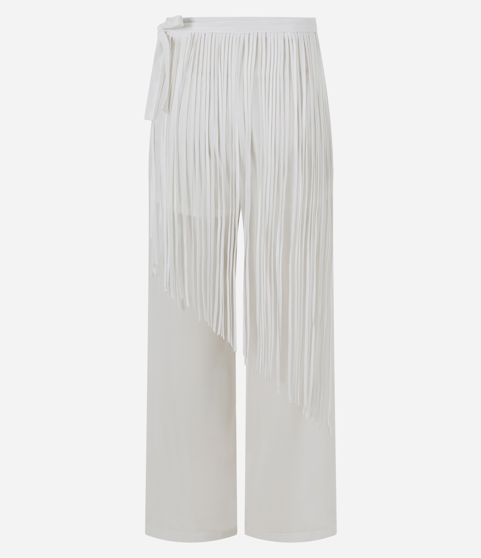 Calça Reta com Franjas Removíveis Branco 8