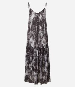 Vestido Midi em Chiffon com Estampa Animal Print