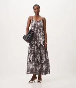 Vestido Midi em Chiffon com Estampa Animal Print