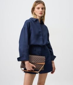 Bolsa Shoulder com Tampa e Estampa Geométrica