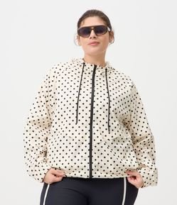 Jaqueta Esportiva Dry Corta-Vento com Capuz e Poá Curve & Plus Size