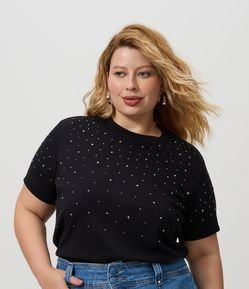 Camiseta com Brilhos Aplicados Curve & Plus Size