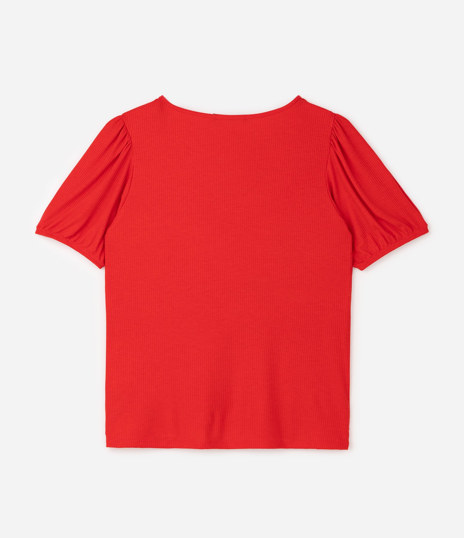 Blusa em Ribana com Manga Bufante Curve & Plus Size Vermelho 6