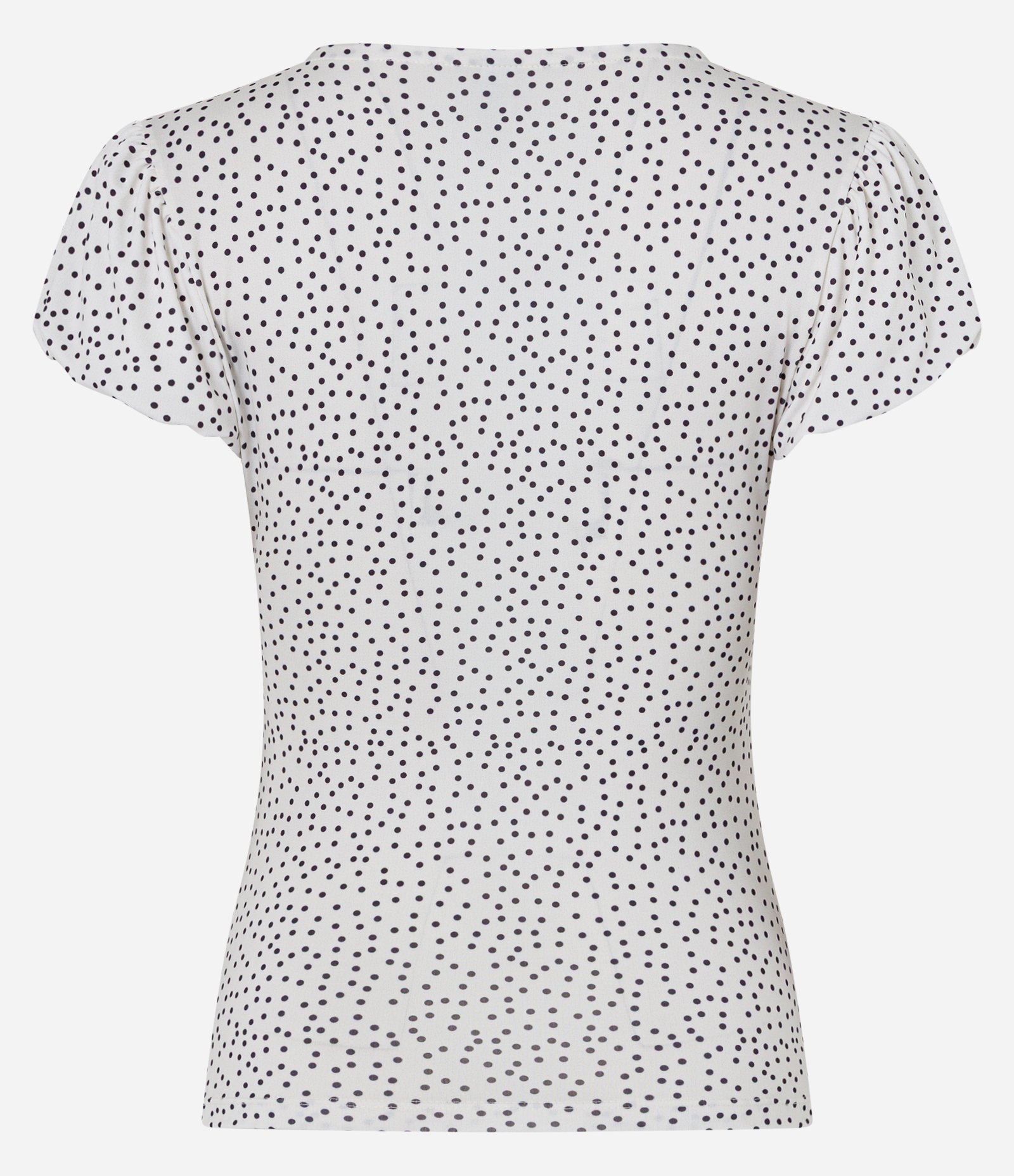 Blusa com Drapeado Frontal e Estampa Poá Branco 6